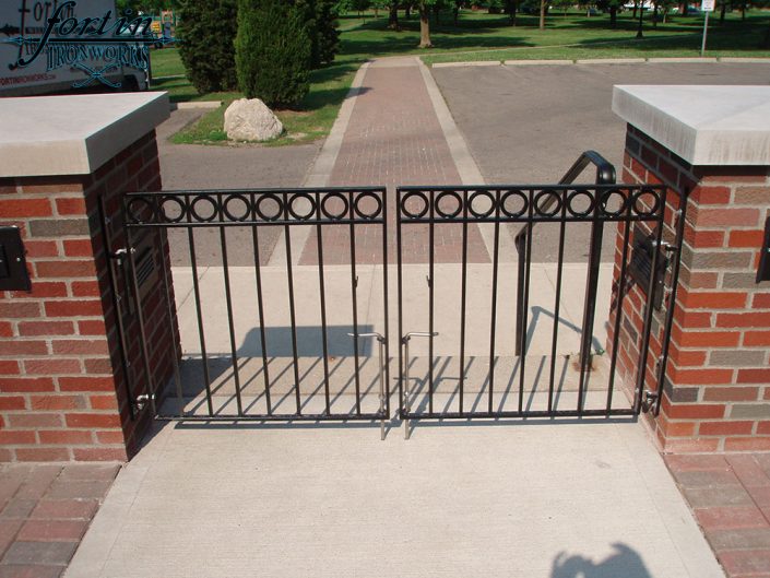 brick column attached walkway gate