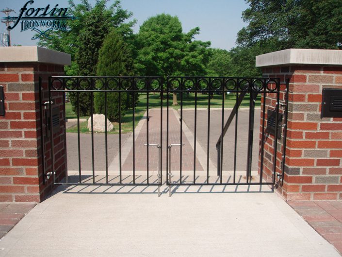 brick column attached walkway gate