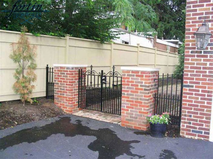 brick column attached walkway gate