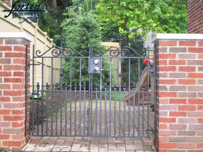 brick column attached walkway gate