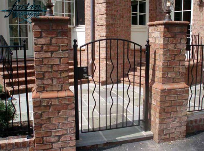 brick column attached walkway gate