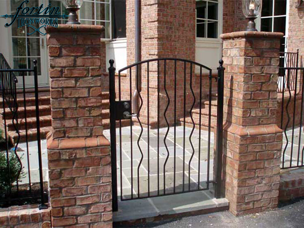 brick column attached walkway gate