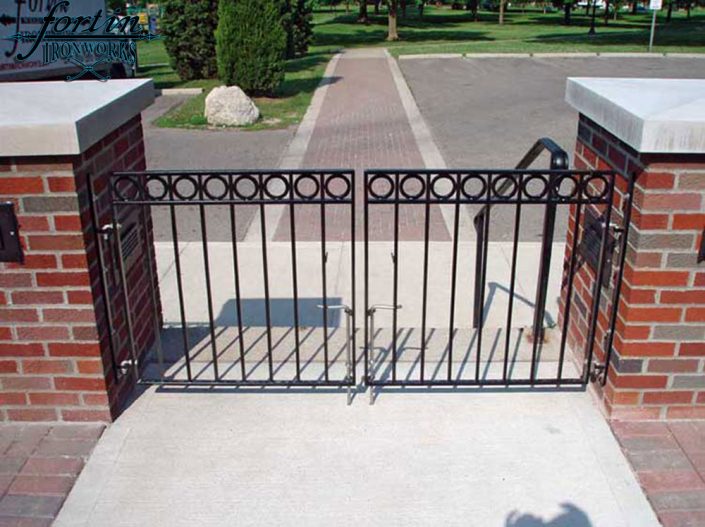 brick column attached walkway gate
