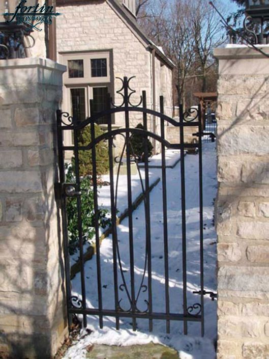 stone pillar attached walk through gate